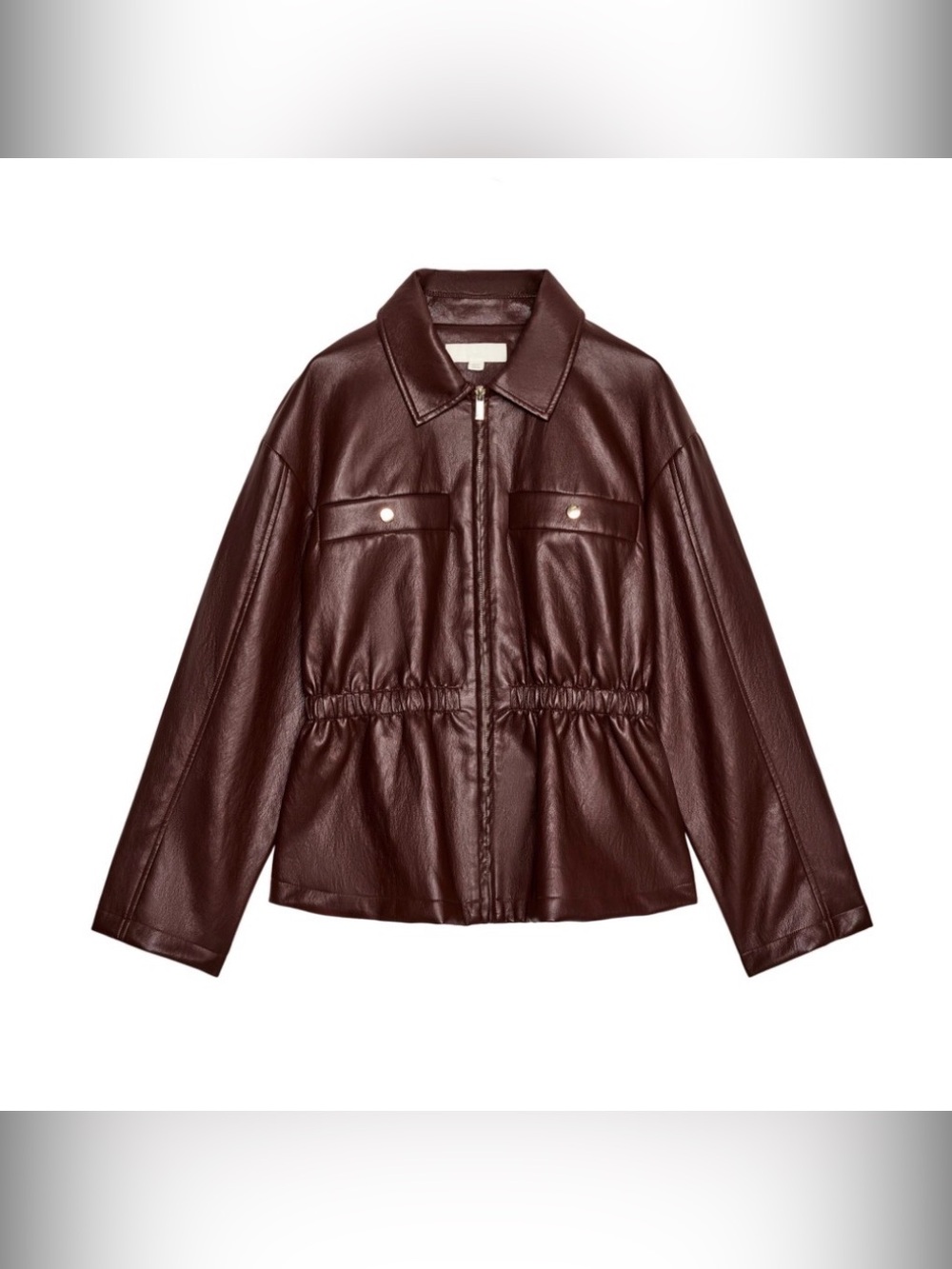 Zara Faux Leather Jacket in Deep Burgundy